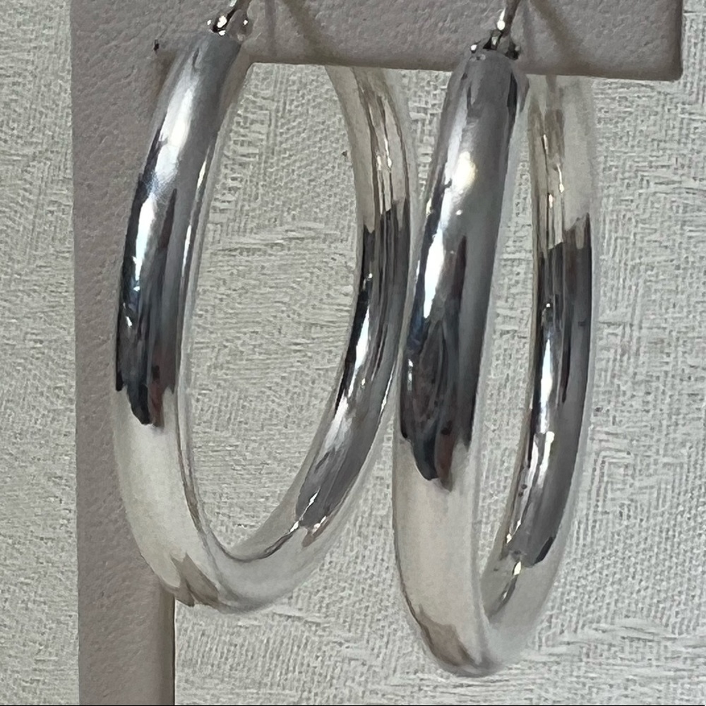 Large Sterling Silver Hoops. Marked 925. - image 5